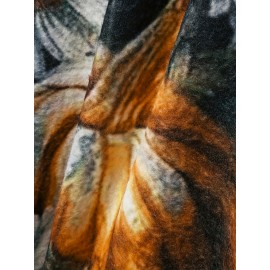 Plus Size Autumn And Winter Women's Clothing, Mink Fur Halloween Oversized Pumpkin Warm Sweater, Full Print V-neck Short Knitted Set