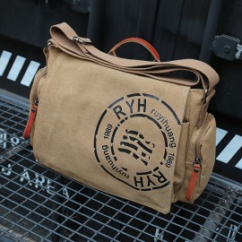 Trendy Canvas Men's Sling Bag - Business Messenger Bag For Document And Tablet, Travel Shoulder Bag, Crossbody Bag - For Hanging Out & Daily Commute