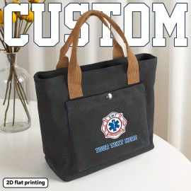 Customizable EMT Firefighter Badge Backpack - Personalized Text/Design, Heavy-Duty Portable Handbag with Top Handle, for First Responders, Medical Professionals