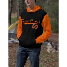 Custom Men'S Hoodies Featuring Personalized Names And Numbers - Available in Multiple Colors, Suitable for Baseball, Hiking, And Everyday Casual Wear - with a Hood, Front Pocket, Made of, Perfect for Outdoor Activities, Plus Size