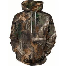 Men's Classic Hunting Camouflage Pullover Sweatshirt, Fuzzy Pullover Sweatshirt, PLUS SIZE